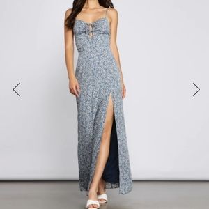 Milkmaid Slit Maxi Dress
